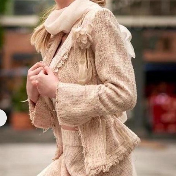 Anne Klein‎ Vintage Women Coquette Girl Tweed Pink and White Suit Blazer Size 10 - Picture 1 of 11